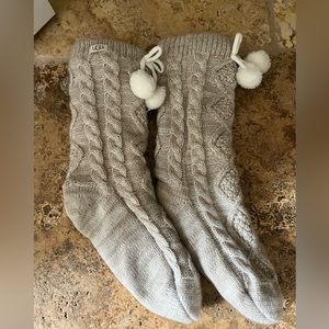 Ugg fleece lined pom pom socks